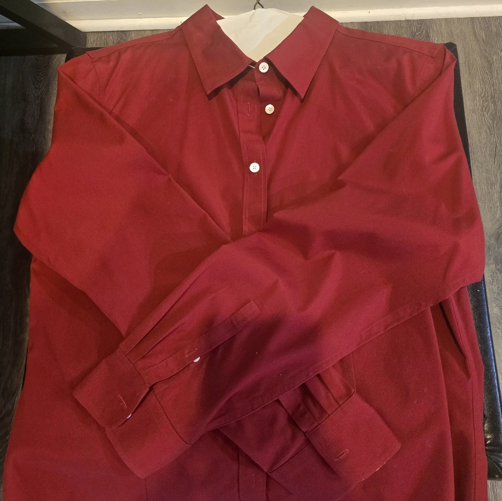 Talbots Deep Red Button-Down Blouse